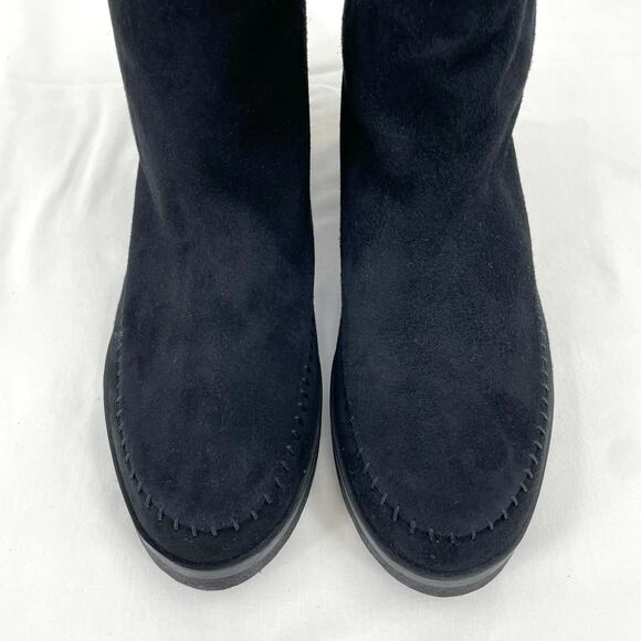 Jenni Kayne Black Suede Shearling Moc Boot Neutral Minimalist Ankle Bootie 38 - Picture 7 of 13